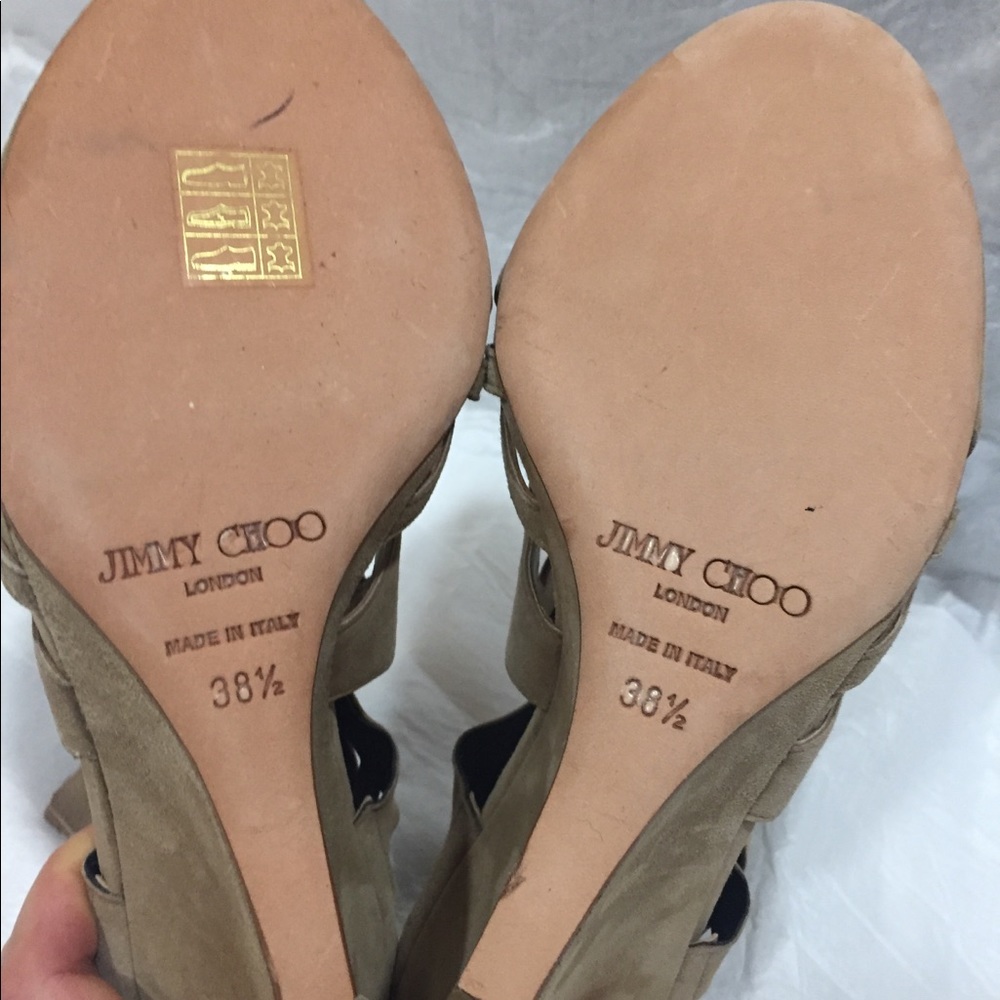 Jimmy Choo suede cutout wedges Sz 38 1/2